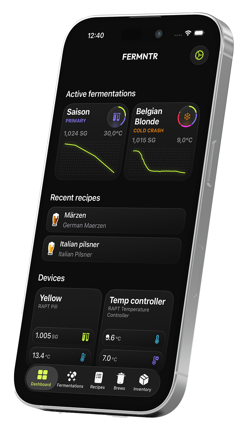 FERMNTR dashboard showing active fermentations and what needs attention